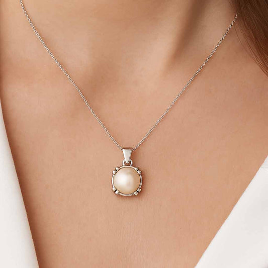 Modern 925 Sterling Silver Pearl Gemstone Pendant