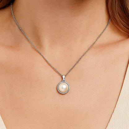 Timeless 925 Sterling Silver Pearl Stone Pendant