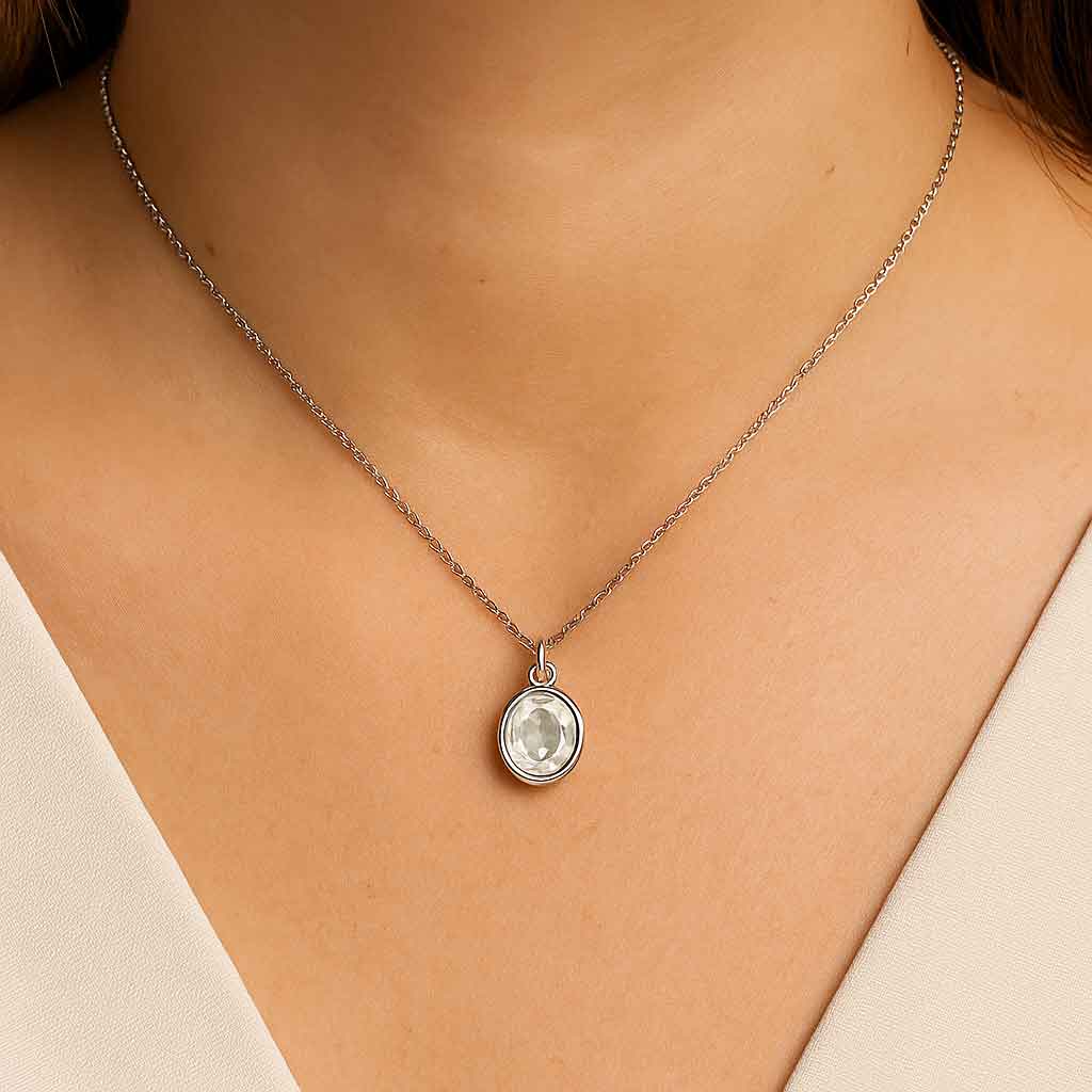 Premium Handcrafted Zircon Gemstone Pendant in Pure Silver