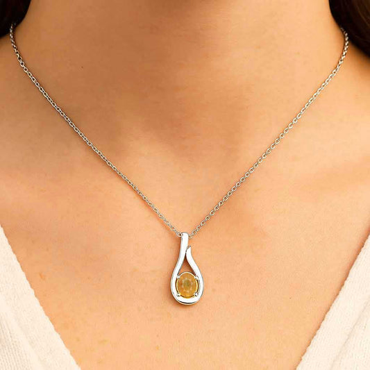 Pure Sterling Silver Yellow Sapphire Pendant