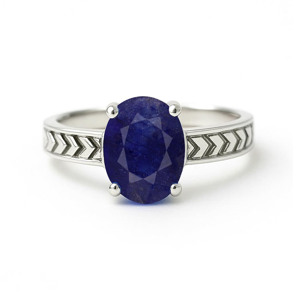 Unique Blue Sapphire Stone Sterling Silver Women’s Ring