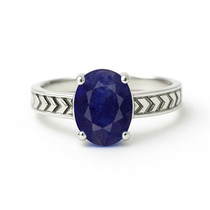 Unique Blue Sapphire Stone Sterling Silver Women’s Ring