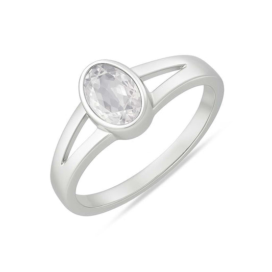 Classic 925 Sterling Silver Zircon Gemstone Ring for Women
