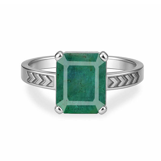 925 Sterling Silver Emerald Stone Ring For Male