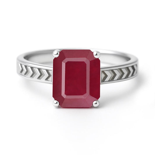 Elegant Sterling Silver Ruby Gemstone Ring for Men