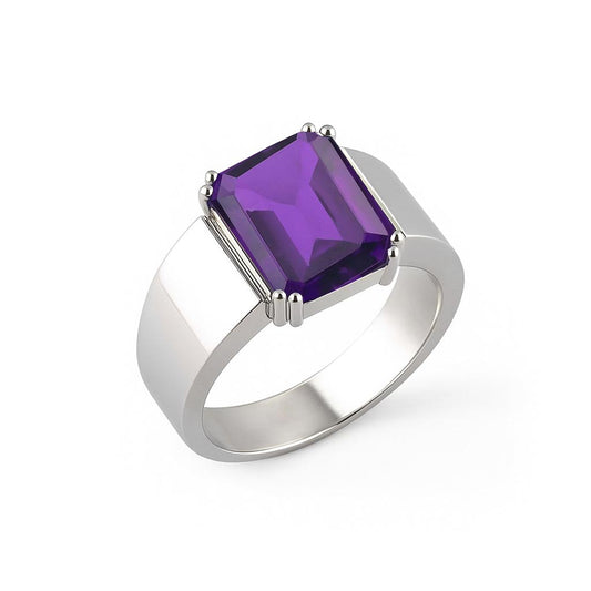 Vintage Sterling Silver Amethyst Ring for Men