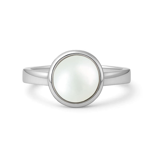 Timeless 925 Sterling Silver Pearl Stone Ring for Men