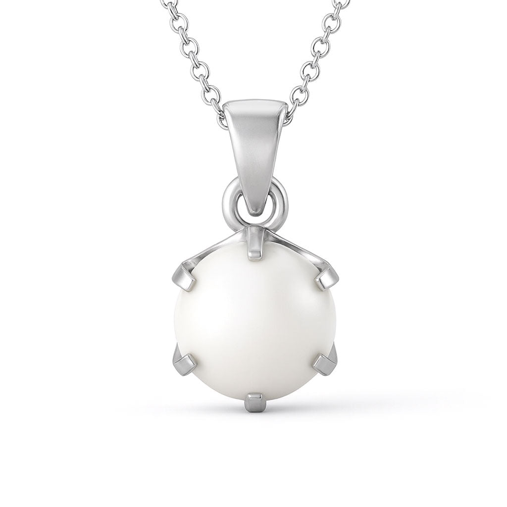 Vintage Style Sterling Silver Pearl Stone Pendant