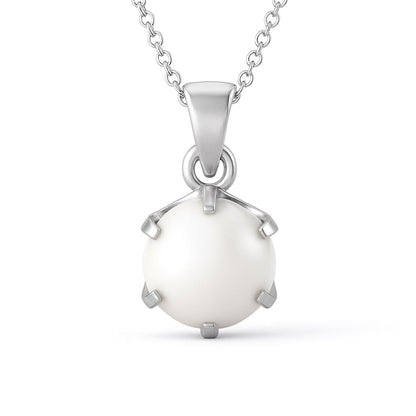 Vintage Style Sterling Silver Pearl Stone Pendant
