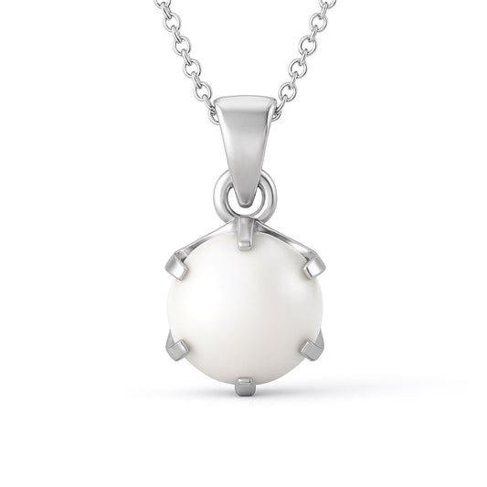 Vintage Style Sterling Silver Pearl Stone Pendant