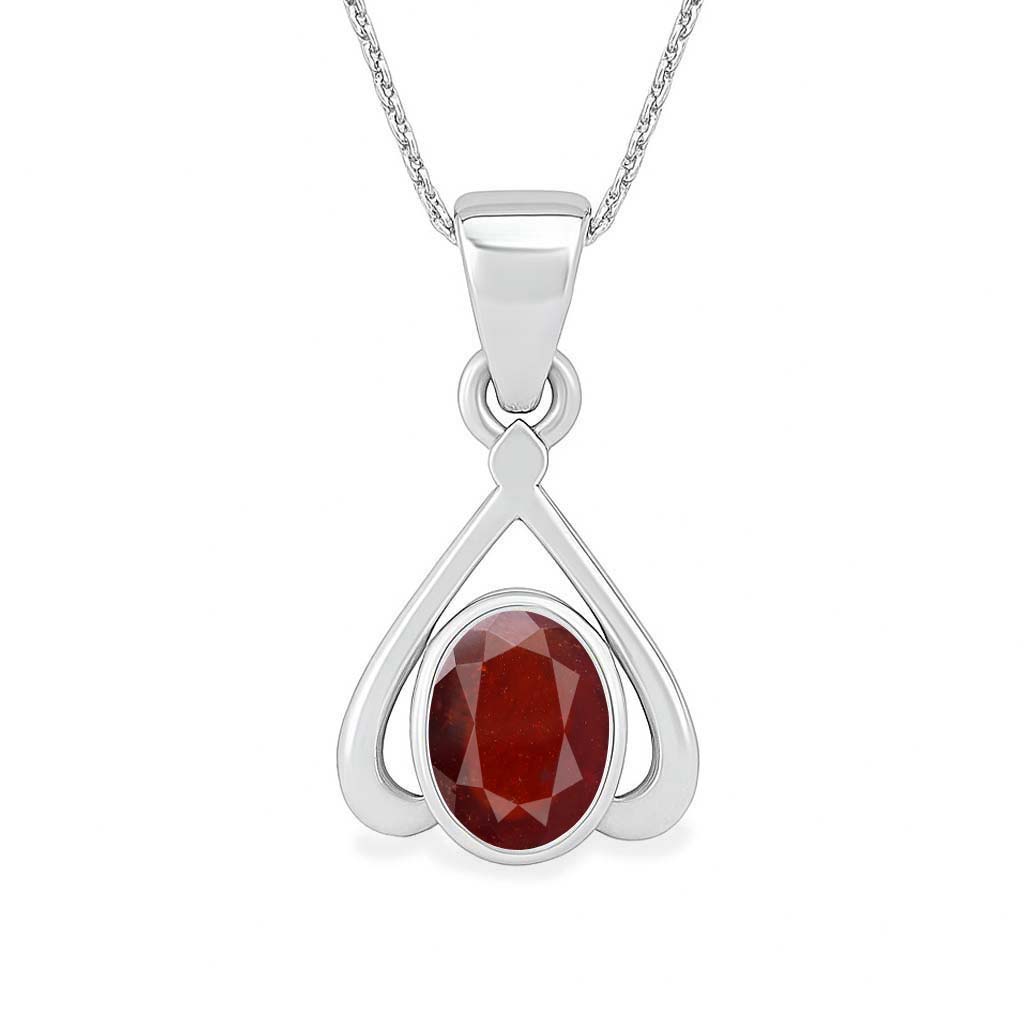 Bold & Stylish Sterling Silver Hessonite Garnet Pendant