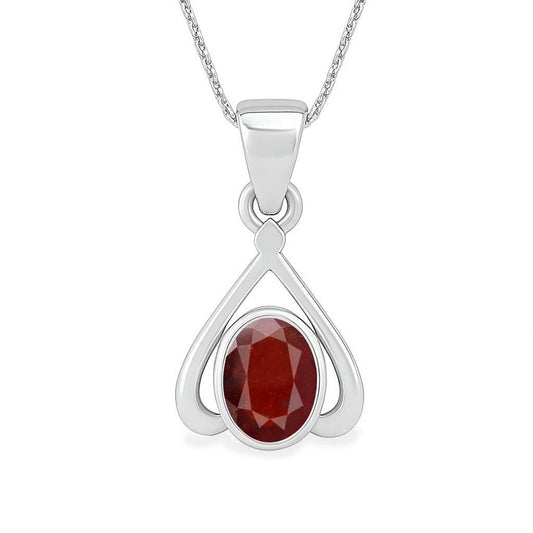 Bold & Stylish Sterling Silver Hessonite Garnet Pendant