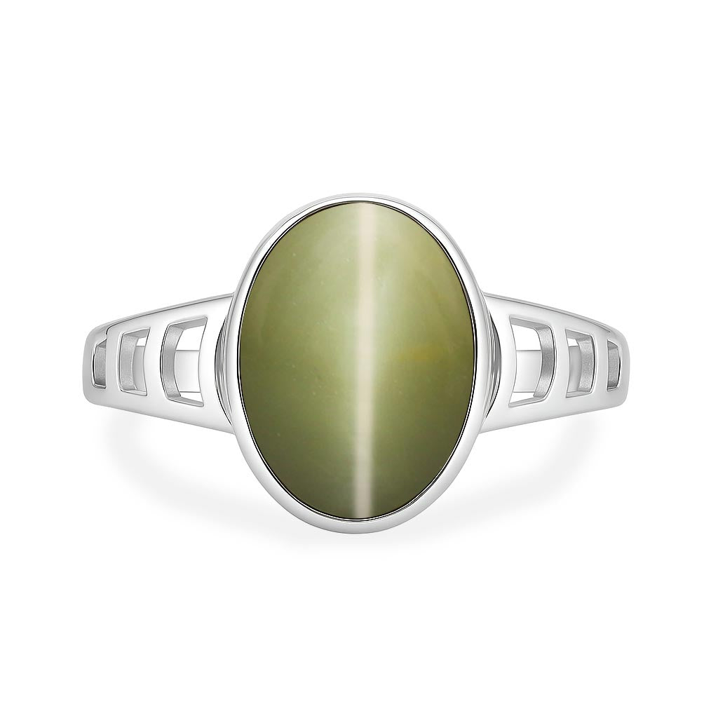 Classic 925 Sterling Silver Cat’s Eye Stone Ring for Women
