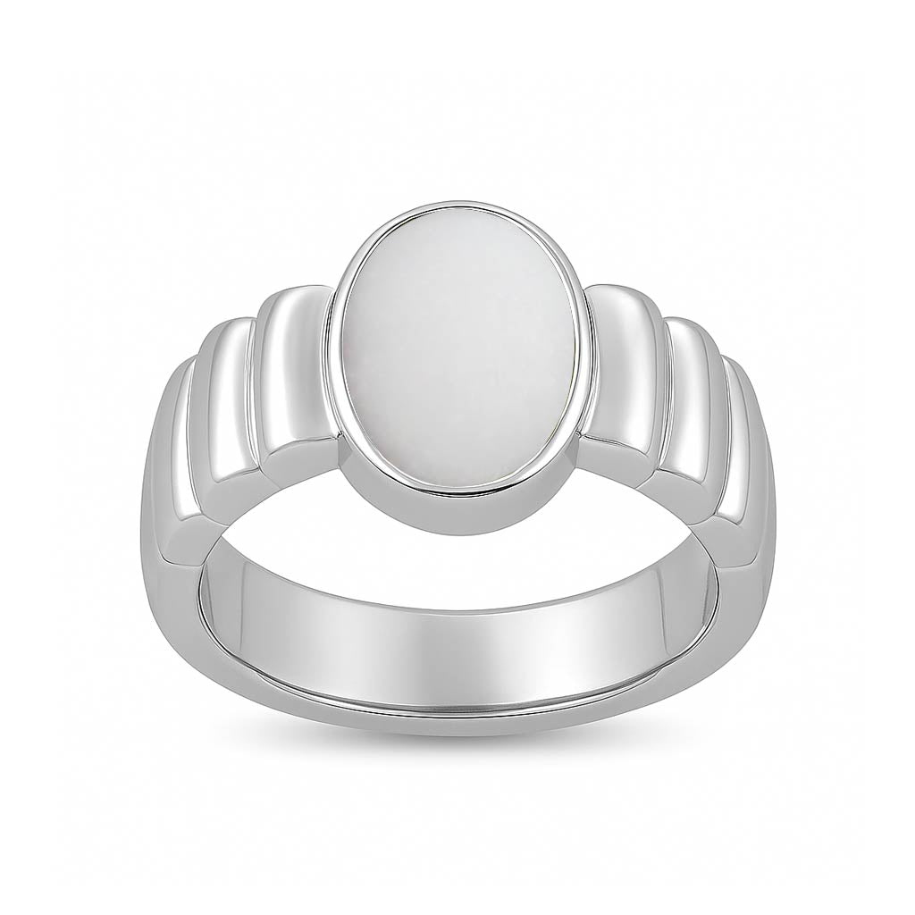 Bold Designer 925 Sterling Silver Opal Ring for Him