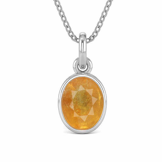 Premium Sterling Silver Yellow Sapphire Stone Pendant