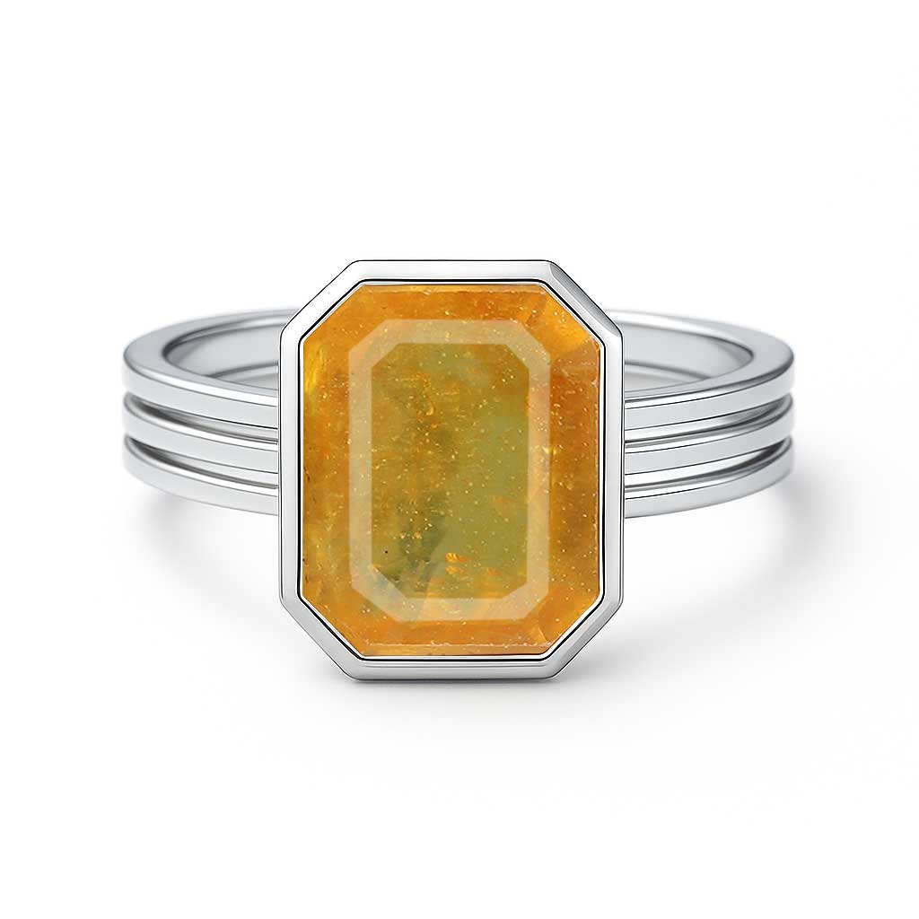 Vintage Sterling Silver Men’s Yellow Sapphire Ring