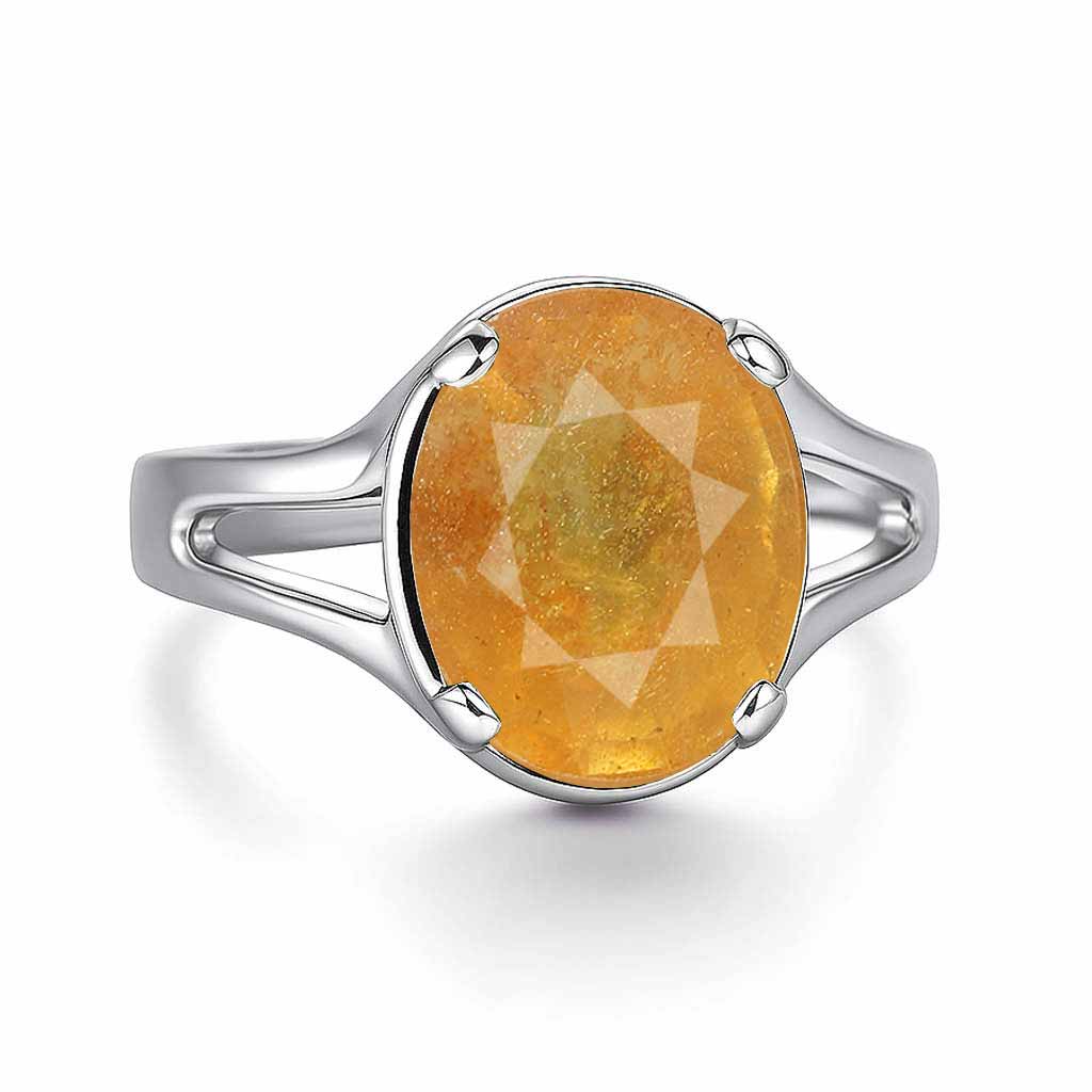Luxury Designer Sterling Silver Yellow Sapphire Ring for Him