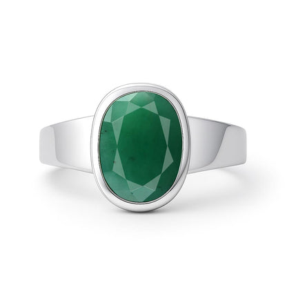 Authentic 925 Sterling Silver Emerald Stone Ring for Him