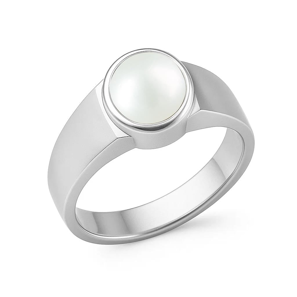 Heritage Style Sterling Silver Pearl Ring for Men