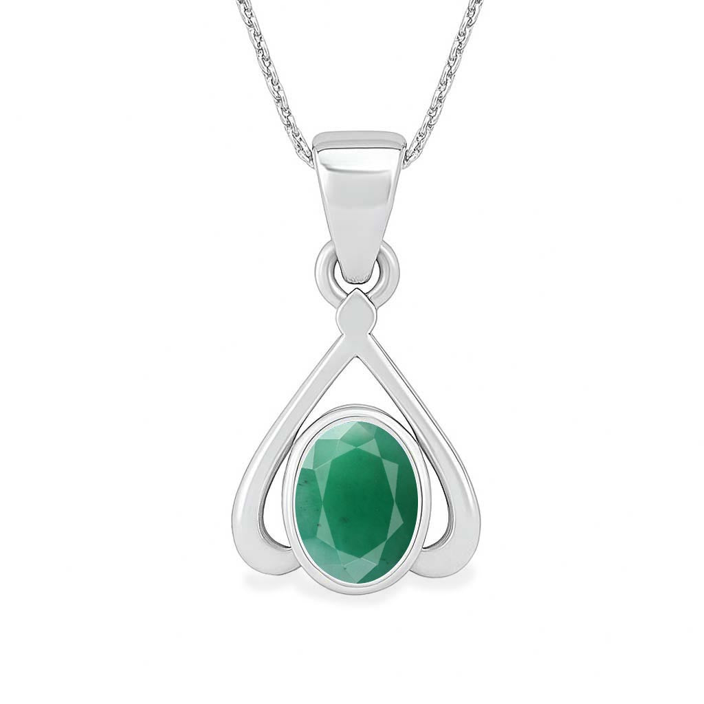 Timeless 925 Silver Emerald Stone Pendant