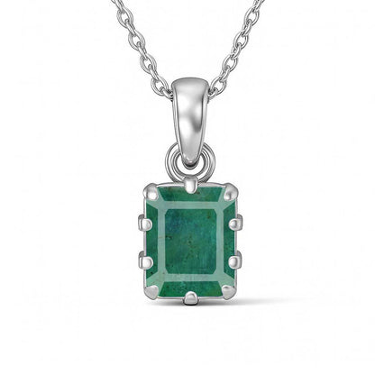 Classic Sterling Silver Emerald Stone Pendant