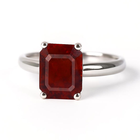 Premium Royal Sterling Silver Hessonite Garnet Ring for Women