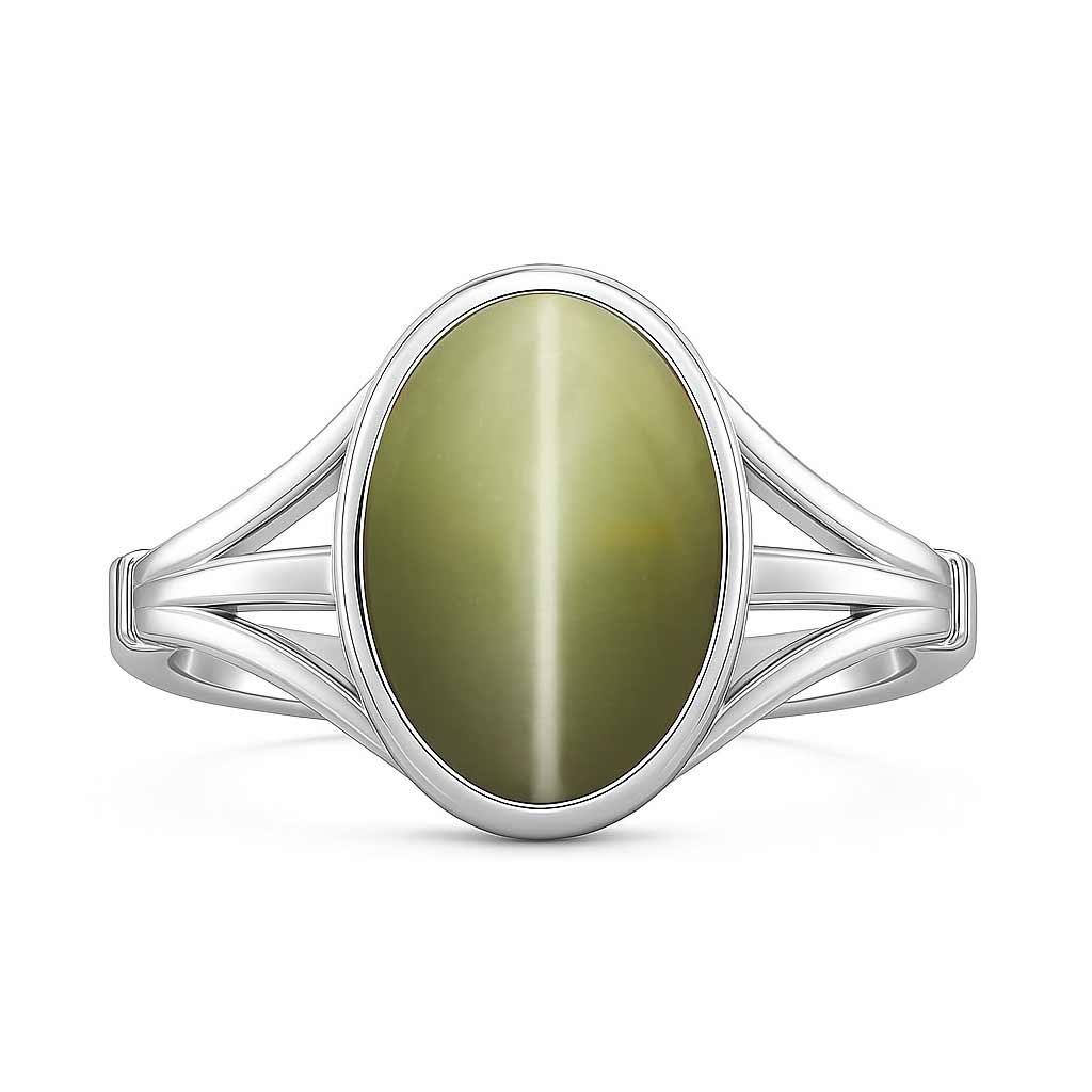 Classic 925 Sterling Silver Women’s Cat’s Eye Gemstone Ring