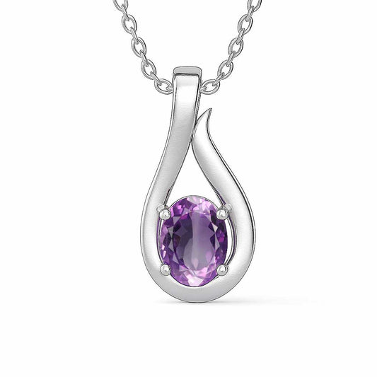 Timeless Sterling Silver Natural Amethyst Pendant