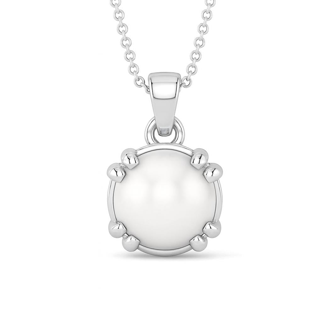 Modern 925 Sterling Silver Pearl Gemstone Pendant