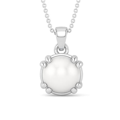 Modern 925 Sterling Silver Pearl Gemstone Pendant