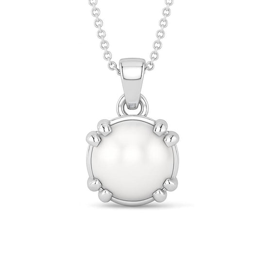Modern 925 Sterling Silver Pearl Gemstone Pendant