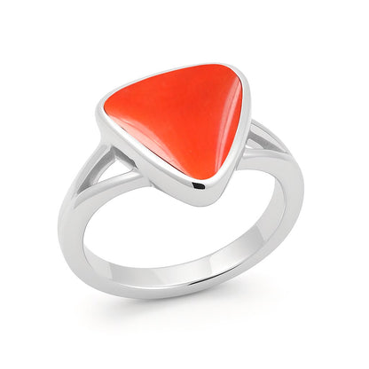 Elegant 925 Silver Natural Red Coral Stone Ring for Her