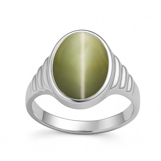 Modern 925 Sterling Silver Men’s Cat’s Eye Ring