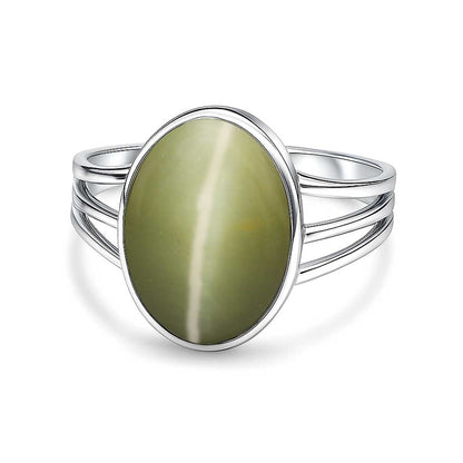 Classic Sterling Silver Men's Cat’s Eye Stone Ring