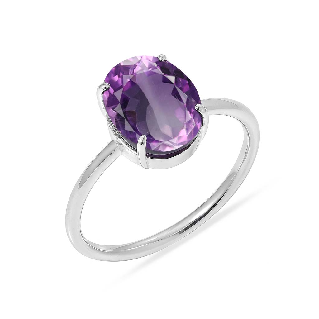 Royal Elite 925 Sterling Silver Amethyst Ring For Ladies