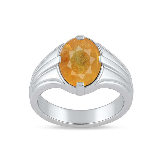 Designer 925 Sterling Silver Yellow Sapphire Ring for Him