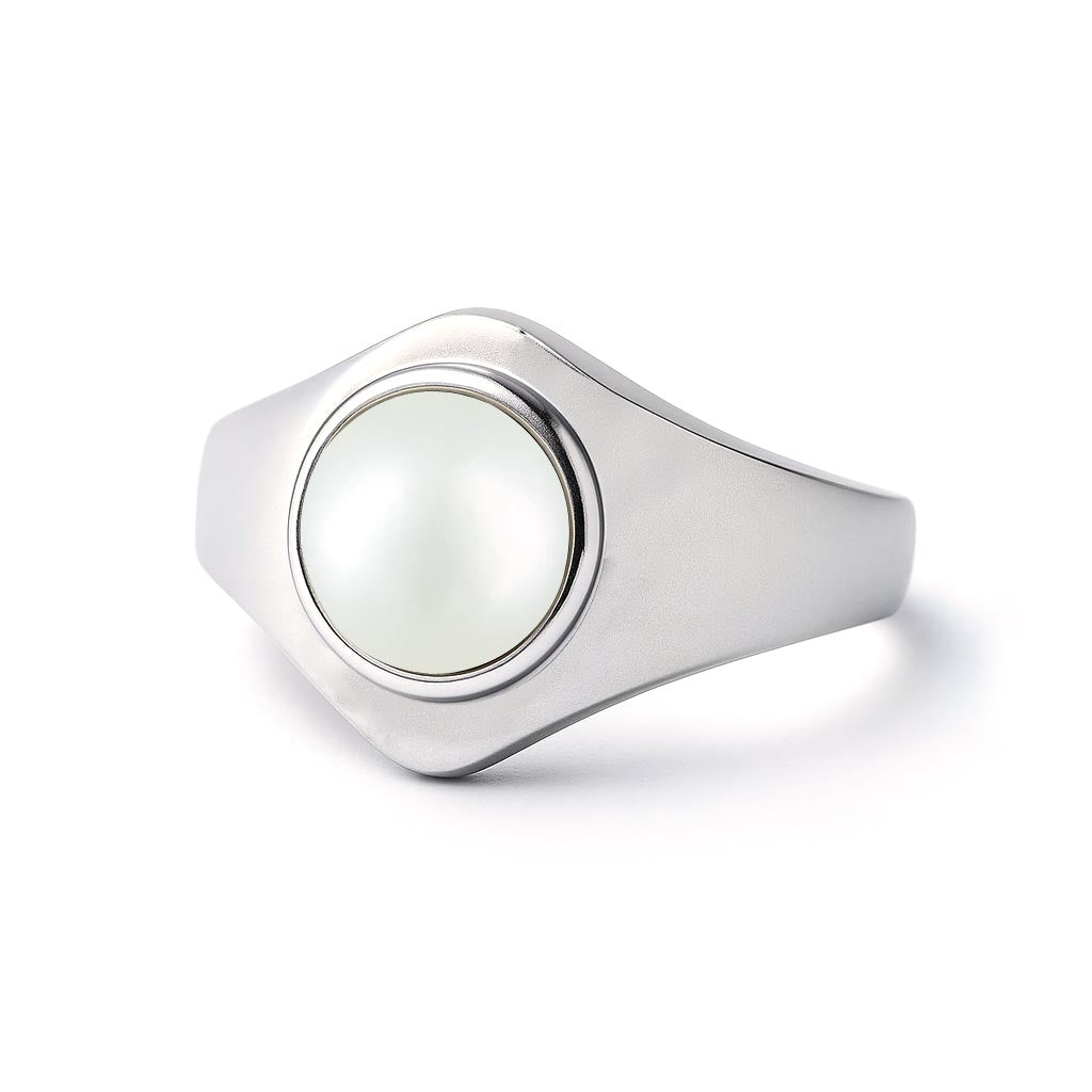 Royal Elite 925 Silver Pearl Stone Ring for Him