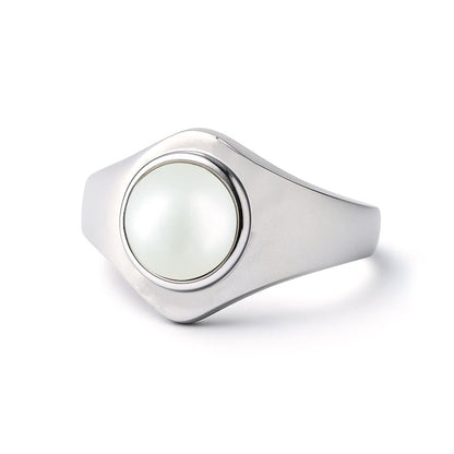 Royal Elite 925 Silver Pearl Stone Ring for Him