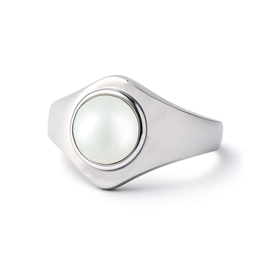 Royal Elite 925 Silver Pearl Stone Ring for Him