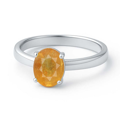 Pure Sterling Silver Yellow Sapphire Stone Ring for Men