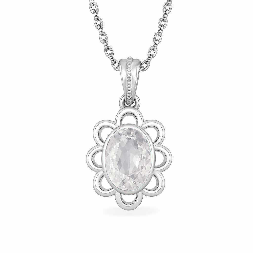 Modern Pure Sterling Silver Zircon Stone Pendant