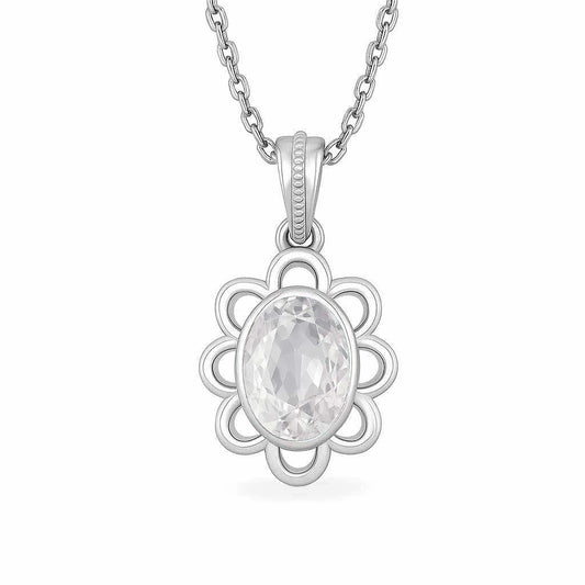 Modern Pure Sterling Silver Zircon Stone Pendant