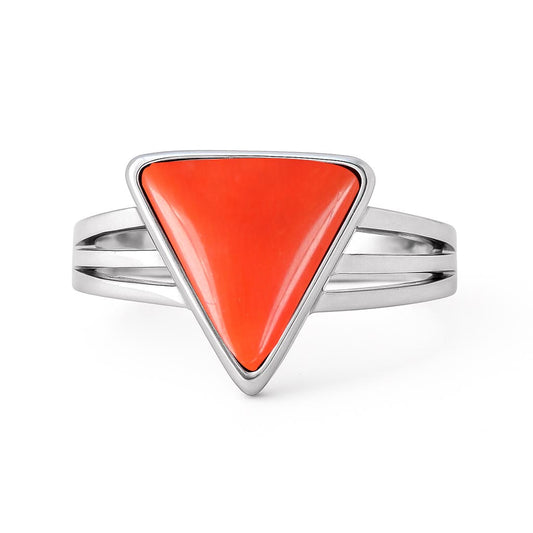 Luxury Heritage 925 Sterling Silver Red Coral Ring for Women