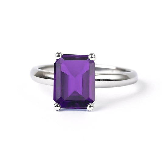 Stylish 925 Silver Amethyst Gemstone Ring for Female