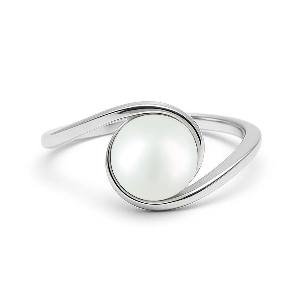 Classic Royal 925 Sterling Silver Pearl Gemstone Ring for Men