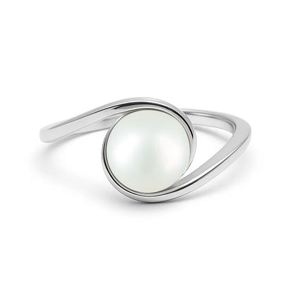 Classic Royal 925 Sterling Silver Pearl Gemstone Ring for Men