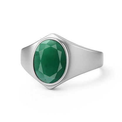 Elegant 925 Sterling Silver Emerald Gemstone Ring for Men