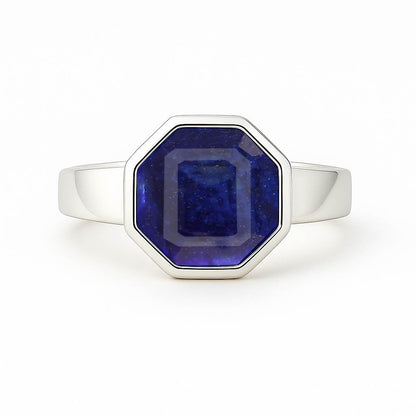 Elegant Designer Neelam (Blue Sapphire) Stone Ring in Sterling Silver