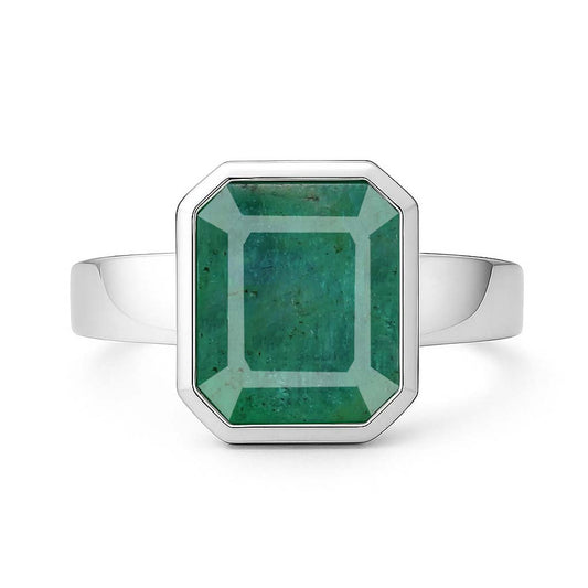 Classic Pure 925 Silver Emerald Ring For Men