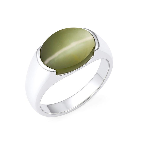 Bold & Stylish 925 Sterling Silver Men’s Cat’s Eye Stone Ring
